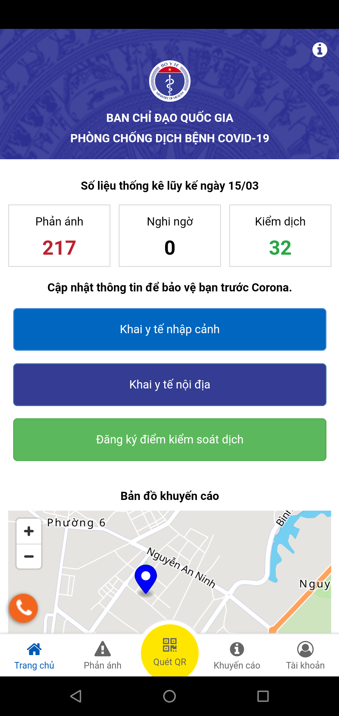 ứng dụng khai báo y tế