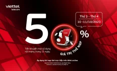 Khuyến mại 50% giá trị thẻ nạp viettel nhân ngày chuyển đổi số quốc gia