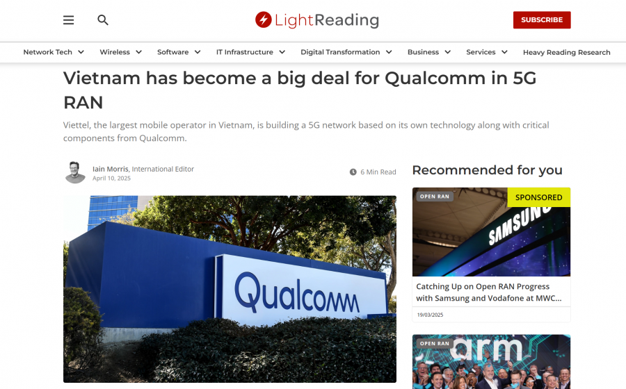 Báo quốc tế tiếp tục nhấn mạnh vai trò quan trọng của Viettel về 5G